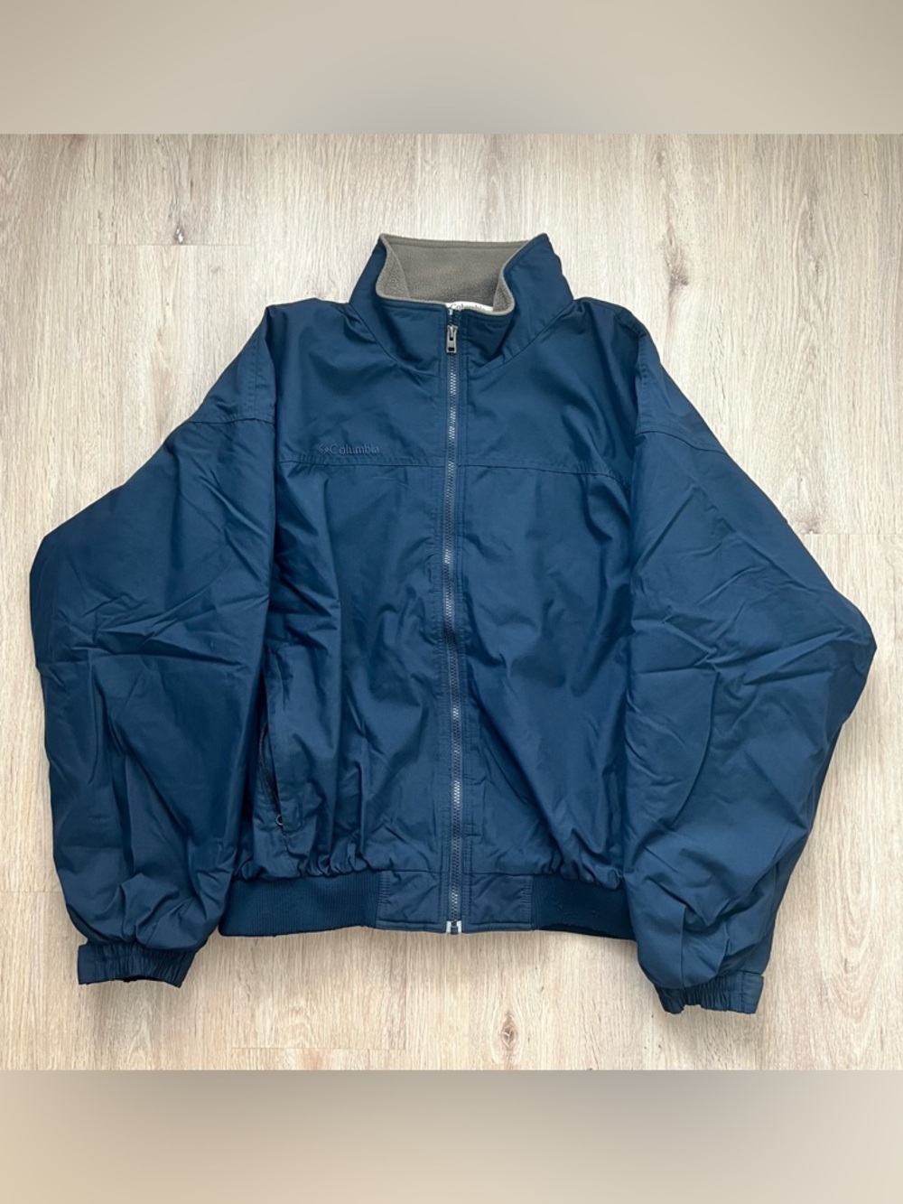 Vintage Columbia Fleece Windbreaker Jacket Men's XL Navy Full Zip Outdoors 90s
